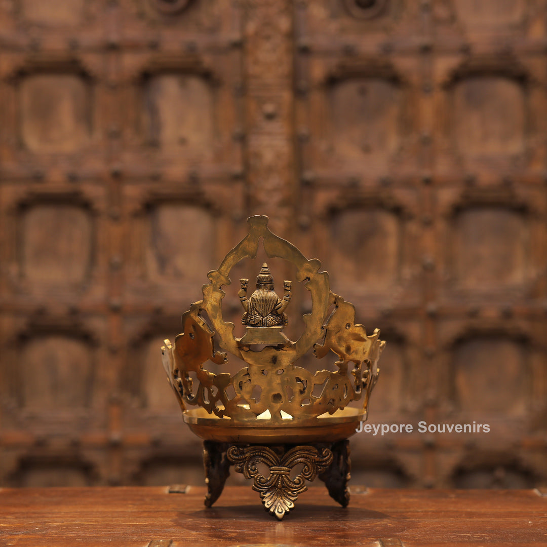 Handcrafted Brass Lakshmi Peacock Lamp for Home Temple