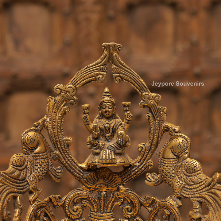 Handcrafted Brass Lakshmi Peacock Lamp for Home Temple