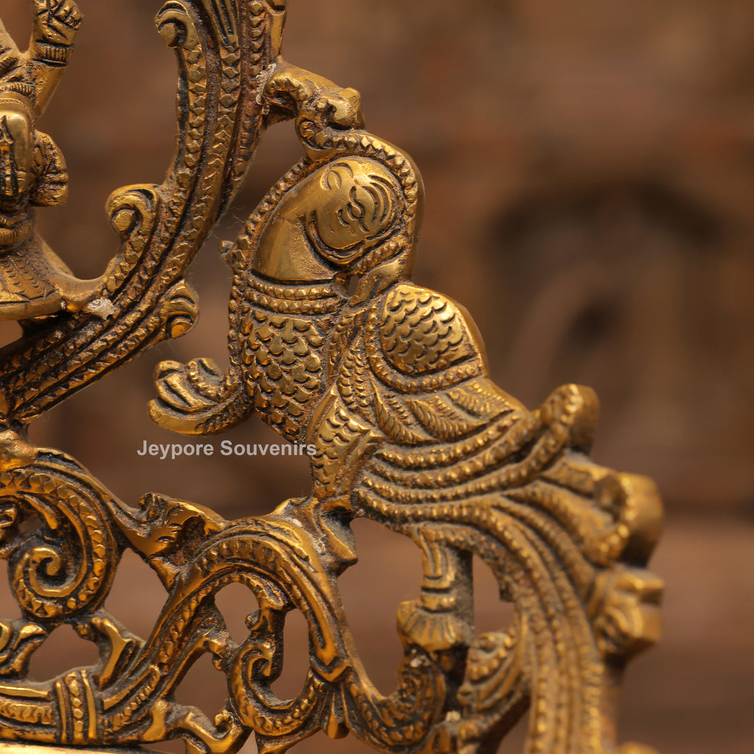 Handcrafted Brass Lakshmi Peacock Lamp for Home Temple