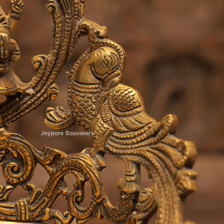Handcrafted Brass Lakshmi Peacock Lamp for Home Temple