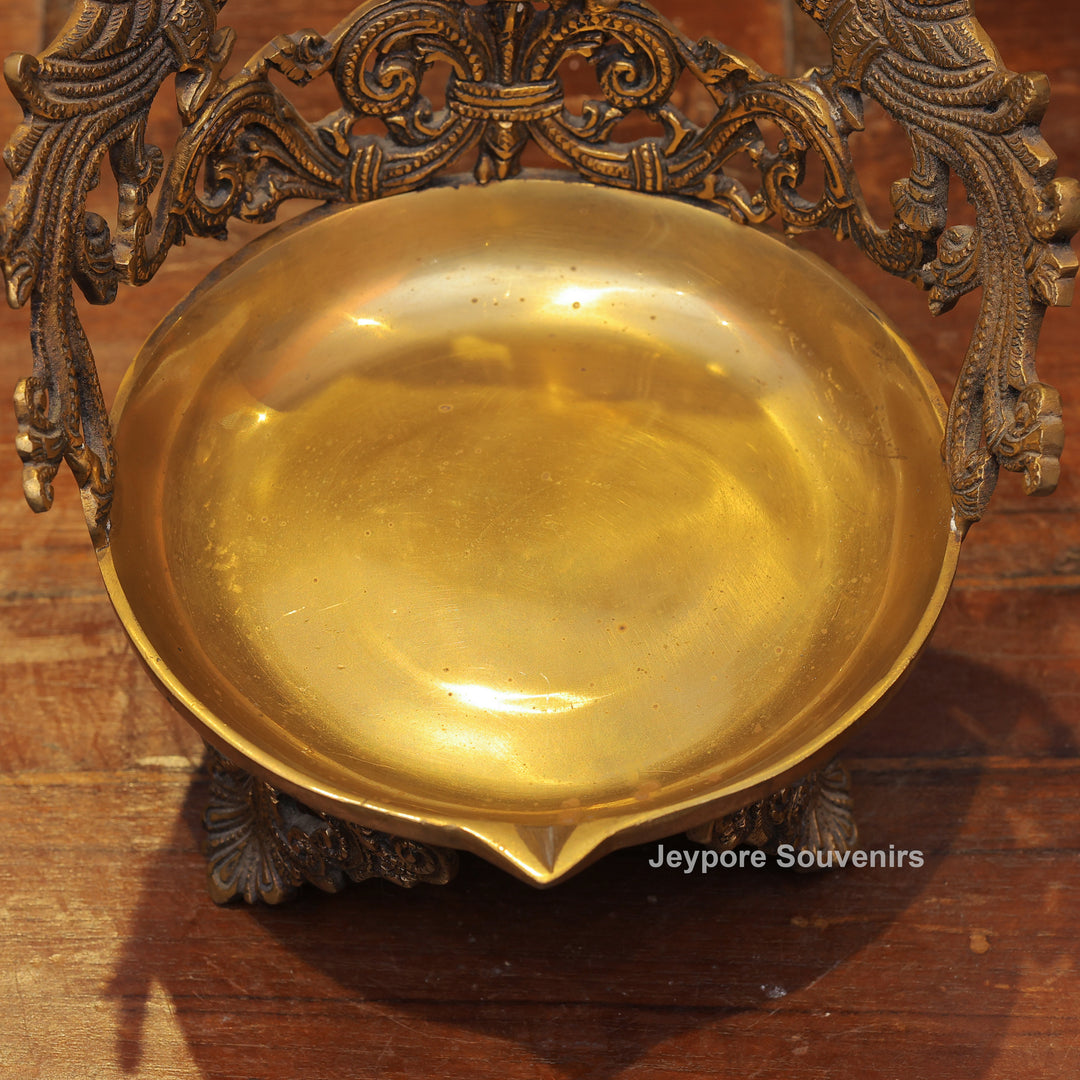Handcrafted Brass Lakshmi Peacock Lamp for Home Temple