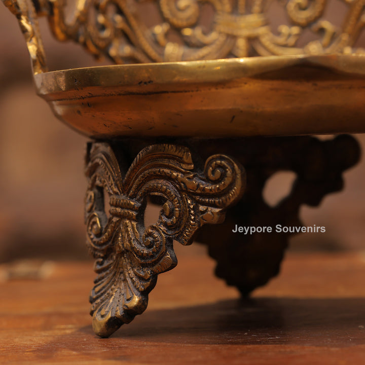 Handcrafted Brass Lakshmi Peacock Lamp for Home Temple