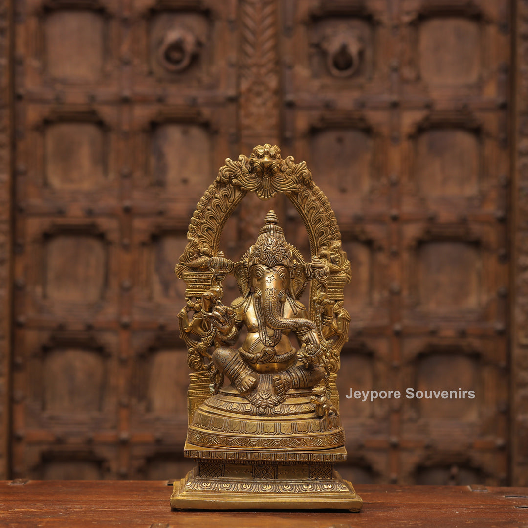 Handcrafted Brass Lord Ganesha Statue with Ornamental Arch