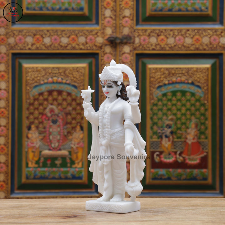 Handcrafted White Marble Lakshmi Narayan Standing Statue Set