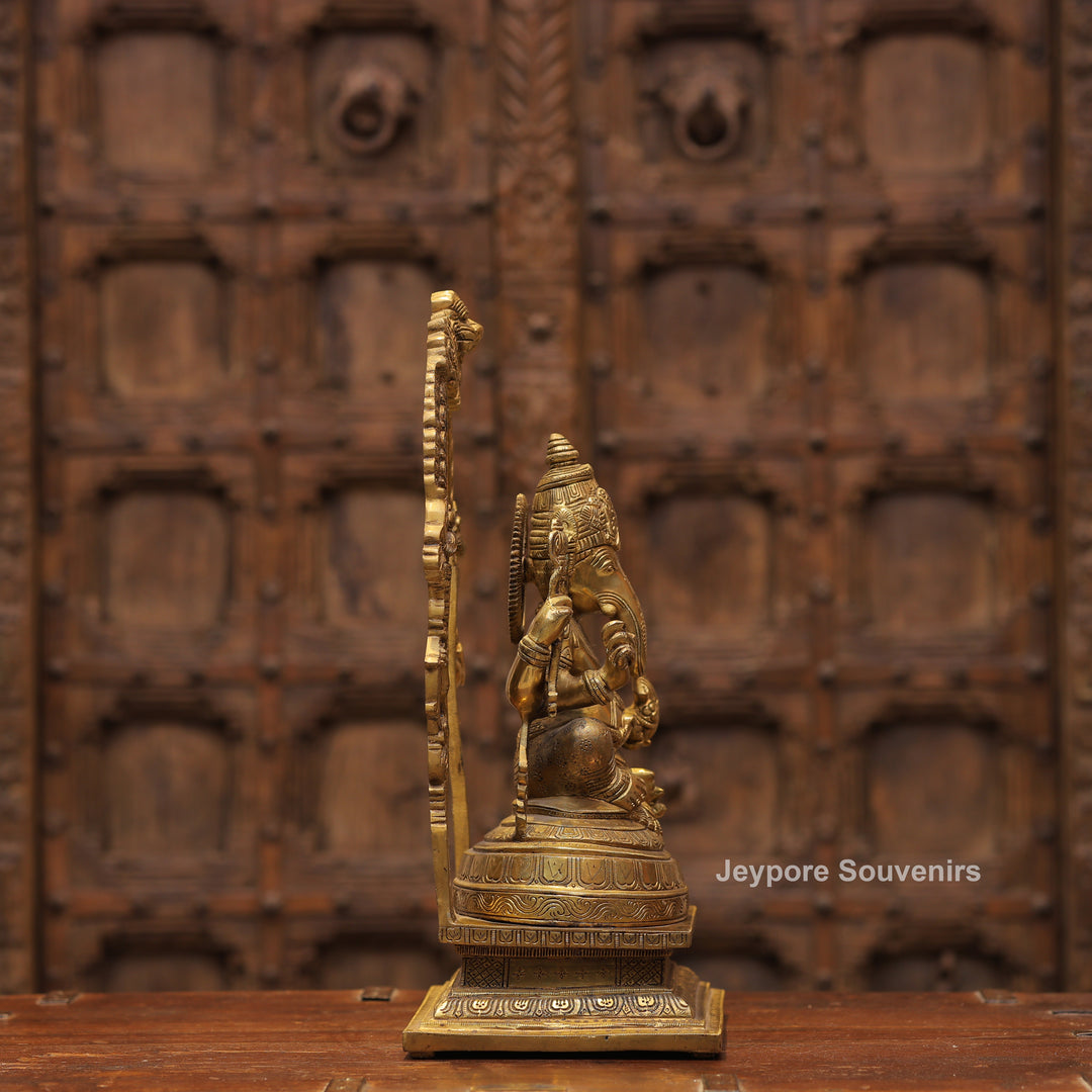 Handcrafted Brass Lord Ganesha Statue with Ornamental Arch