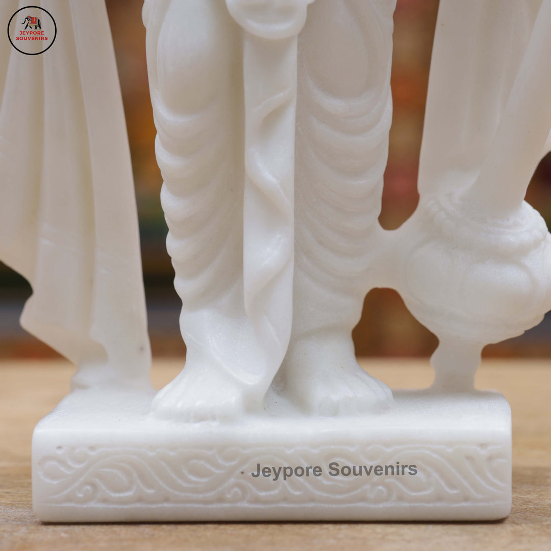 Handcrafted White Marble Lakshmi Narayan Standing Statue Set