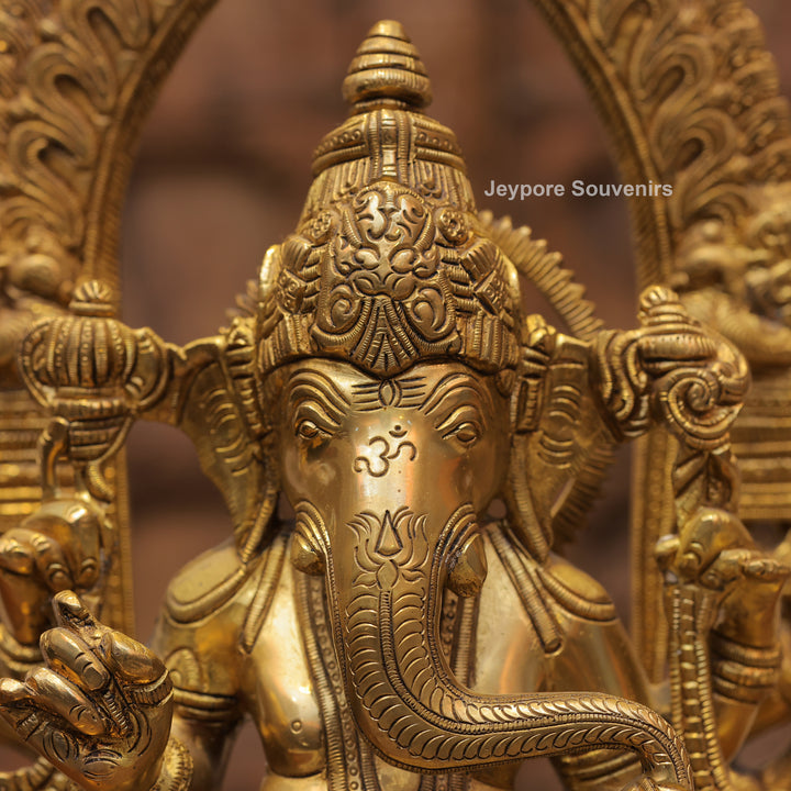 Handcrafted Brass Lord Ganesha Statue with Ornamental Arch
