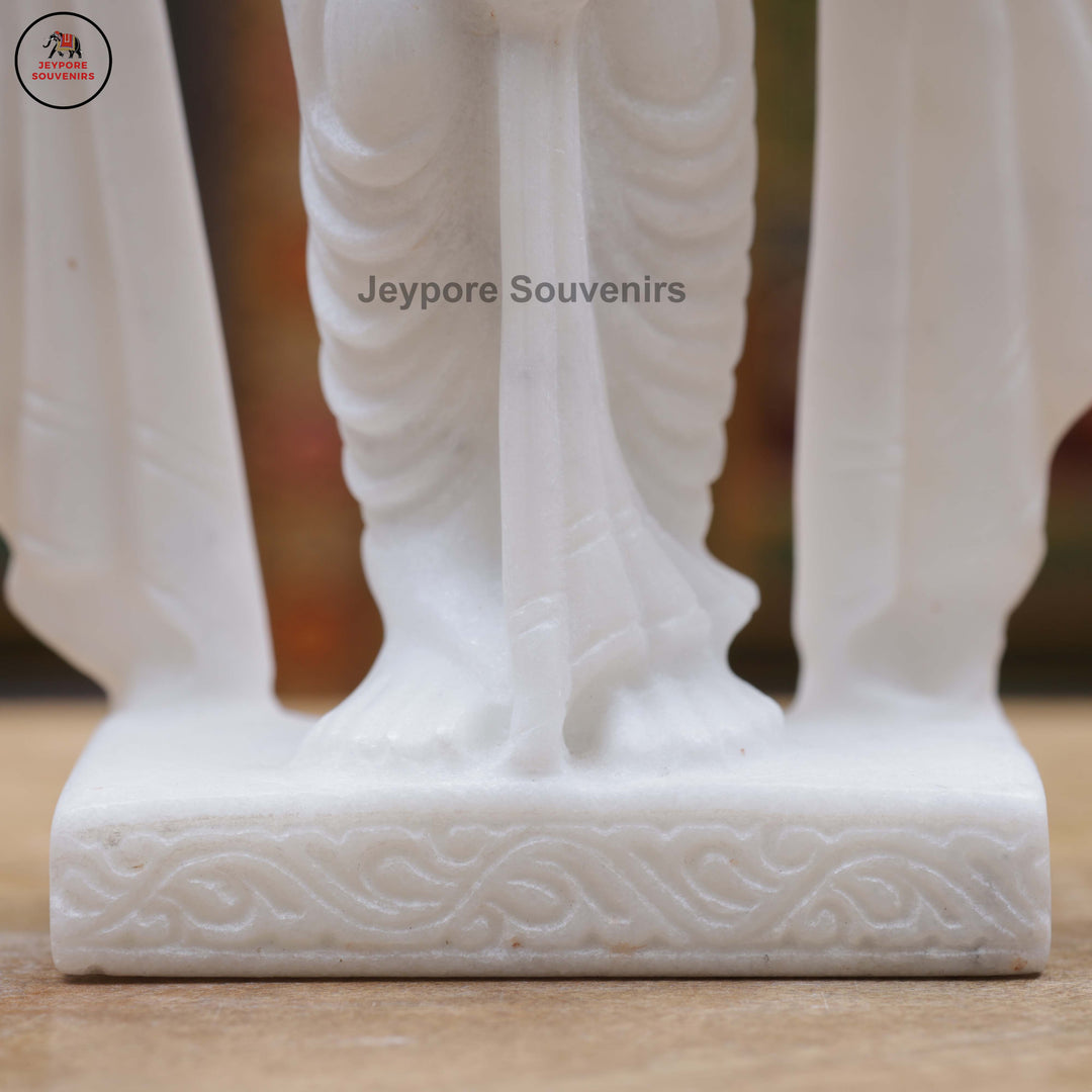 Handcrafted White Marble Lakshmi Narayan Standing Statue Set