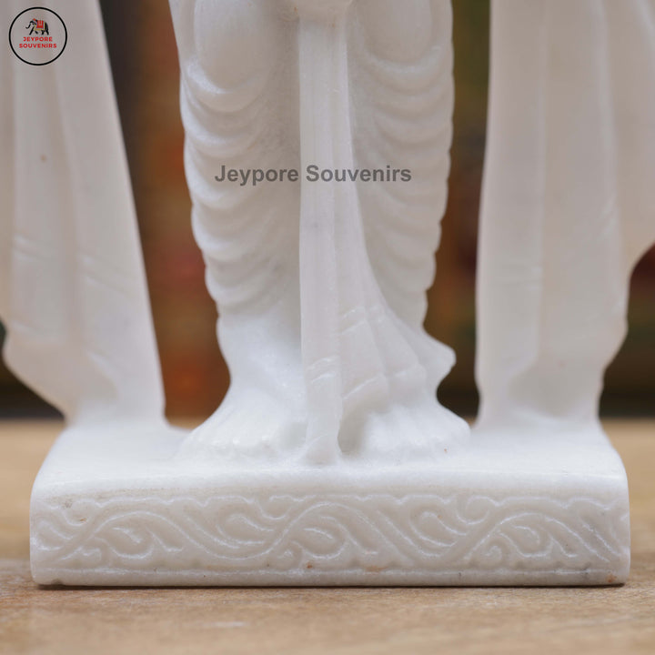 Handcrafted White Marble Lakshmi Narayan Standing Statue Set