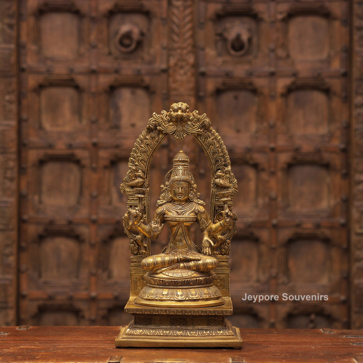 Handcrafted Brass Goddess Lakshmi Statue with Prabhavali Arch