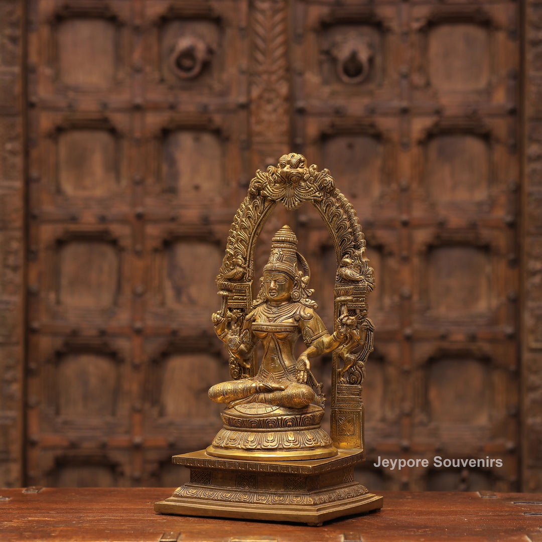 Handcrafted Brass Goddess Lakshmi Statue with Prabhavali Arch