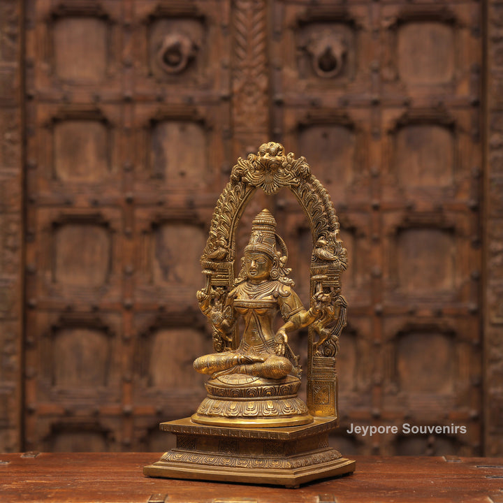 Handcrafted Brass Goddess Lakshmi Statue with Prabhavali Arch