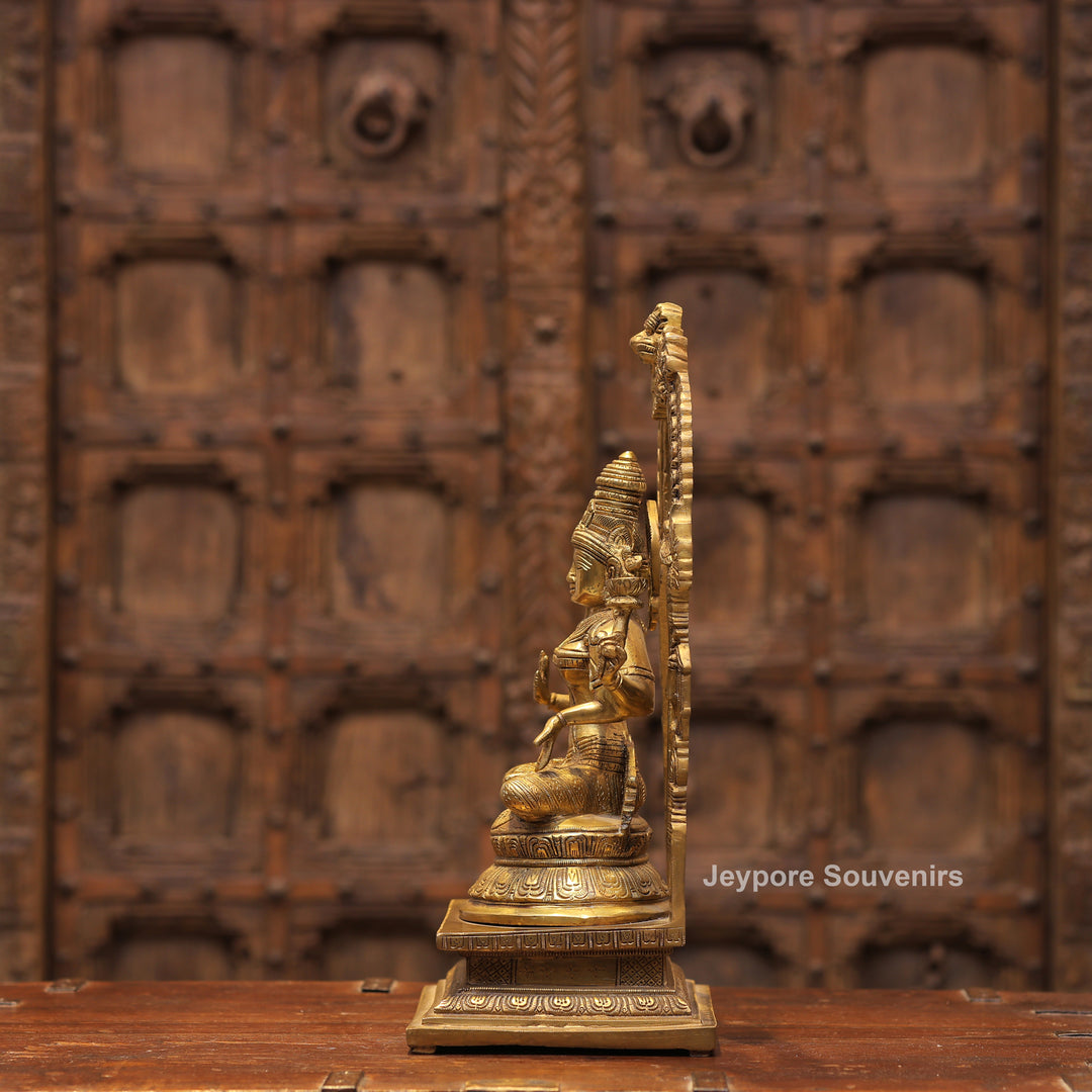 Handcrafted Brass Goddess Lakshmi Statue with Prabhavali Arch
