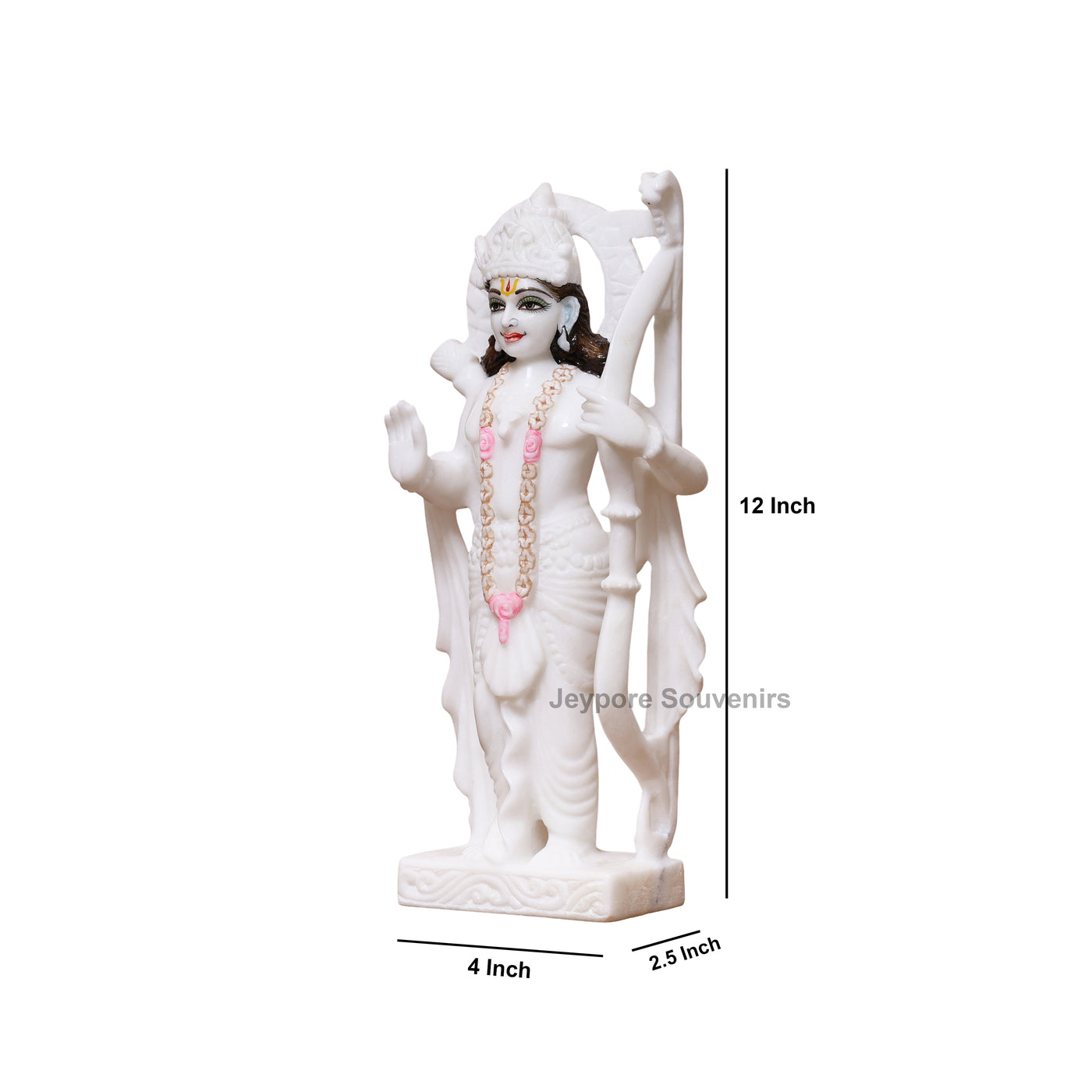 12" Pure White Marble Lord Rama, Lakshman, Sita And Hanuman Statue Pair