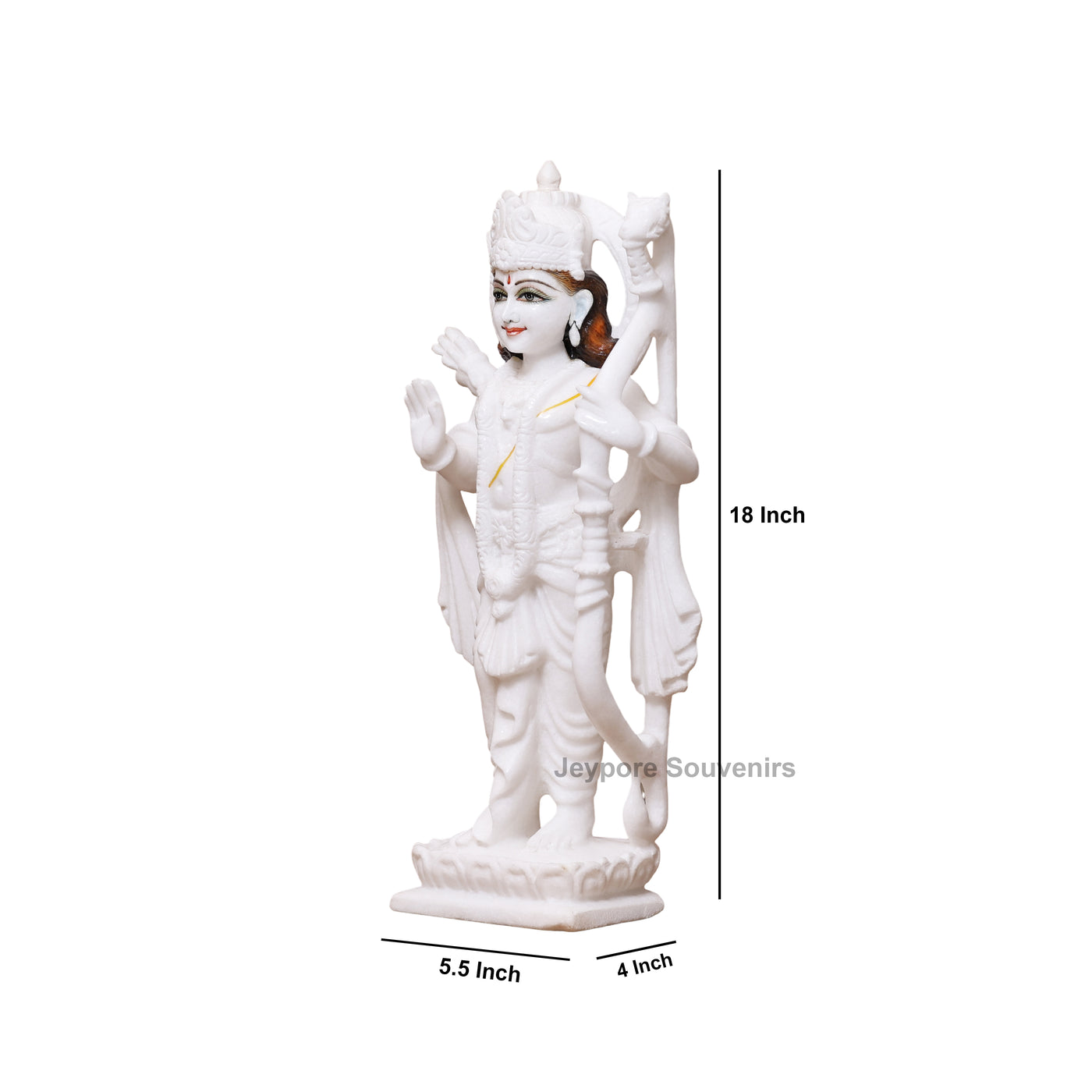Grand 18" White Marble Ram Darbar Idol Set | Lord Rama Family