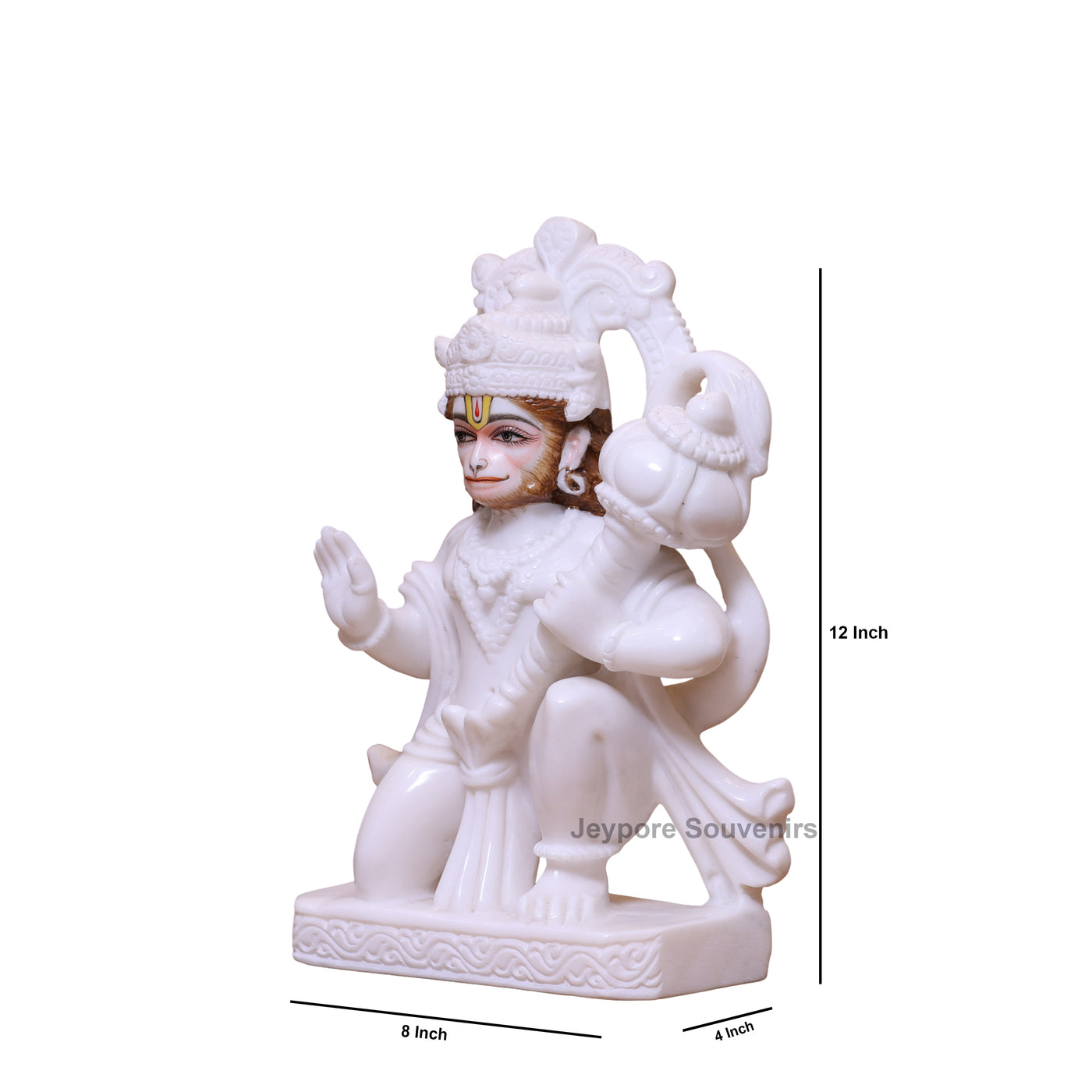12" Devotional White Marble Lord Hanuman Idol