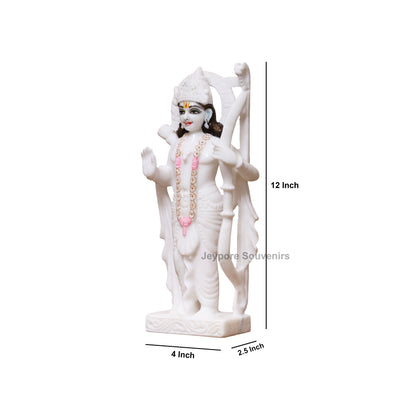 12" Pure White Marble Lord Rama, Lakshman, Sita And Hanuman Statue Pair