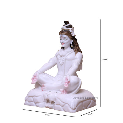 18" Pure White Marble Lord Shiva Idol