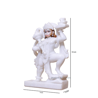 15" Pure White Marble Lord Hanuman Idol