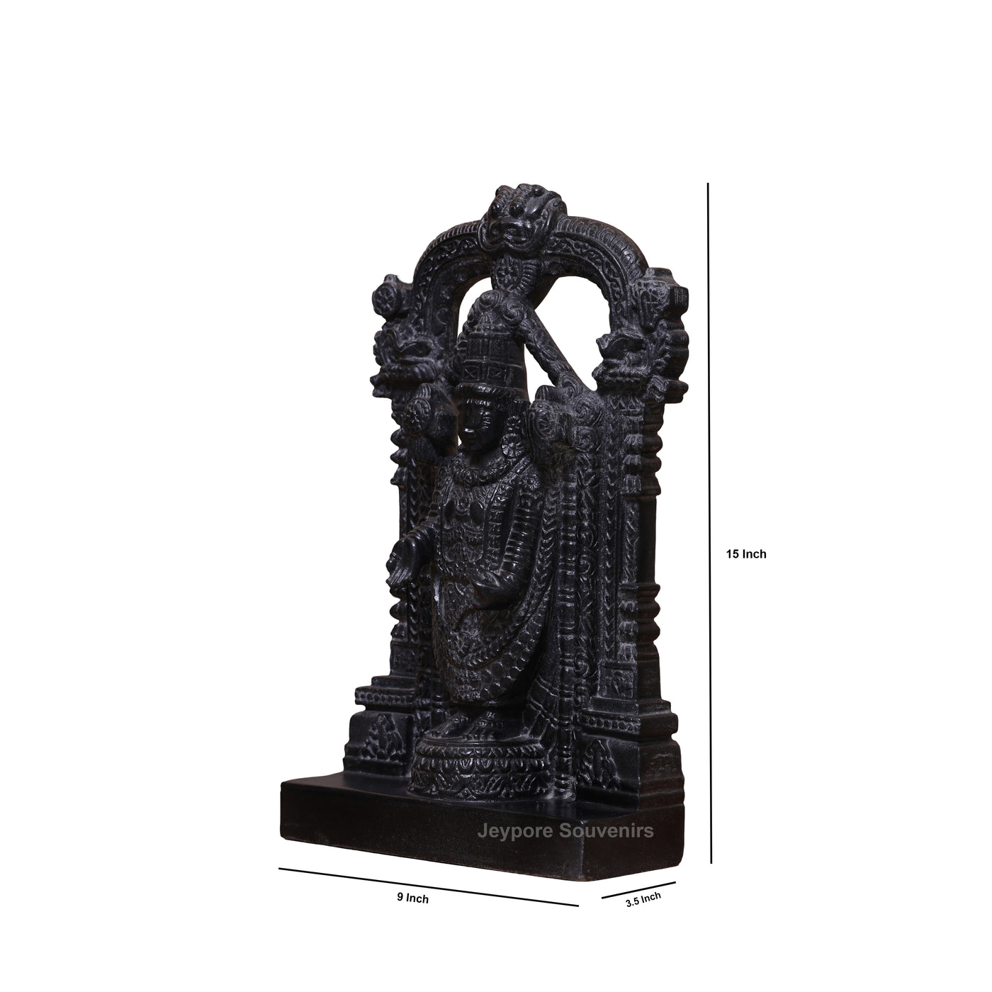 15" Black Marble Tirupati Balaji Idol | Lord Venkateswara Statue