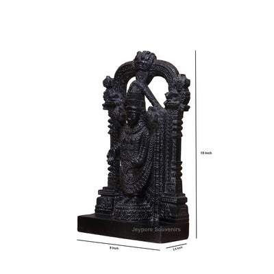 15" Black Marble Tirupati Balaji Idol | Lord Venkateswara Statue