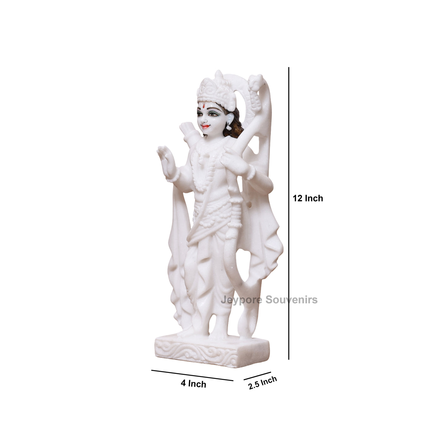 12" Pure White Marble Handcrafted Ram, Sita, Lakshman & Hanuman Idols Pair