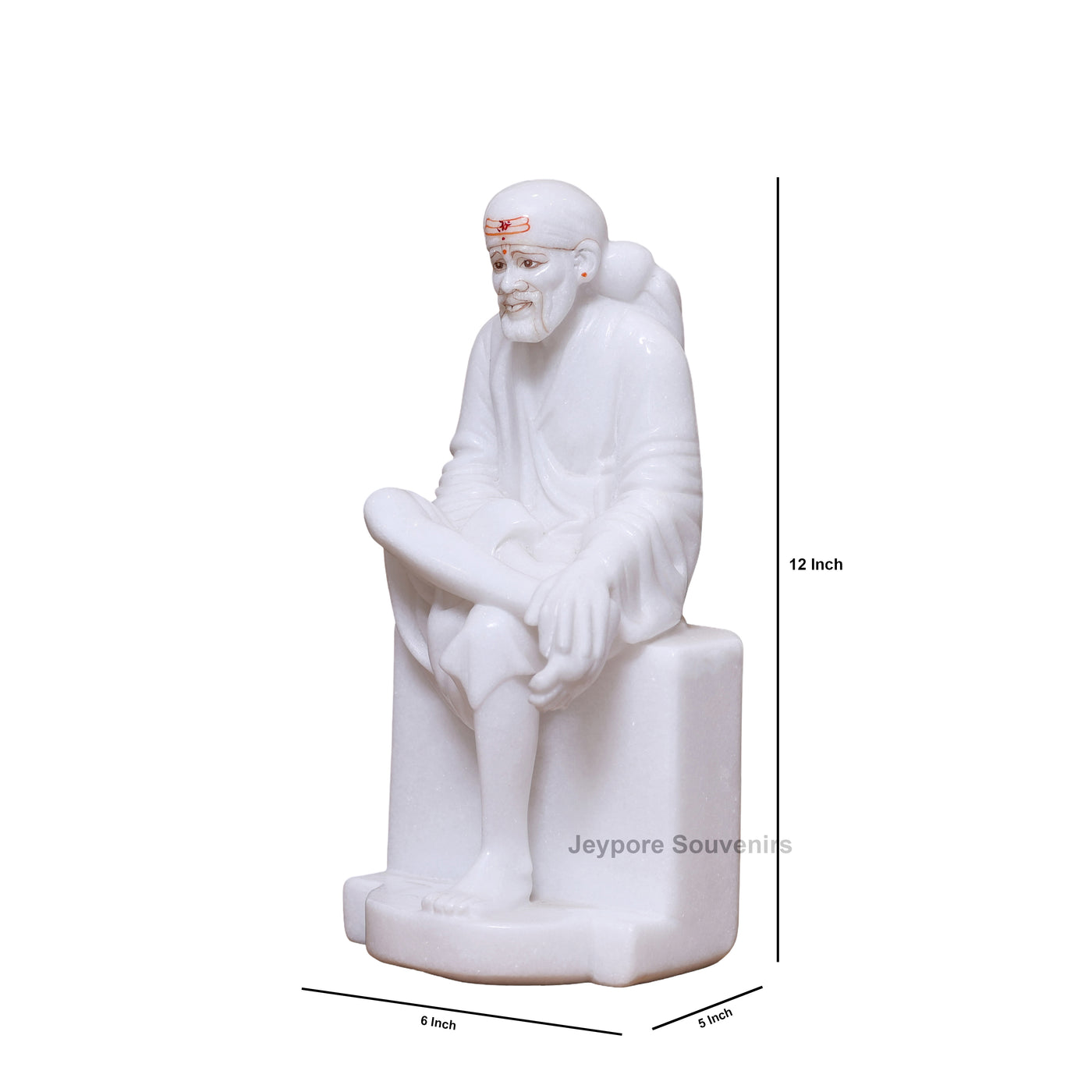 12" Handcrafted Pure White Marble Sai Baba Murti