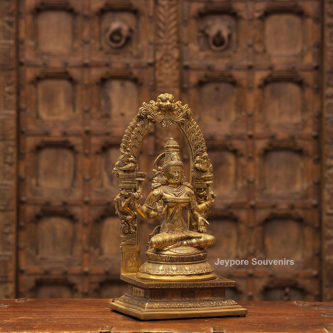 Handcrafted Brass Goddess Lakshmi Statue with Prabhavali Arch