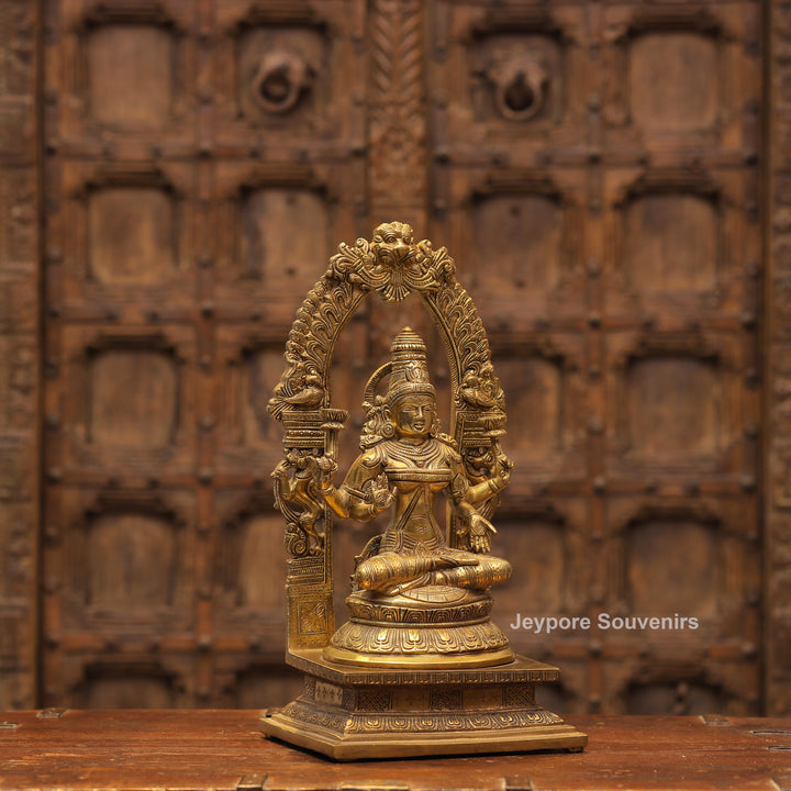 Handcrafted Brass Goddess Lakshmi Statue with Prabhavali Arch