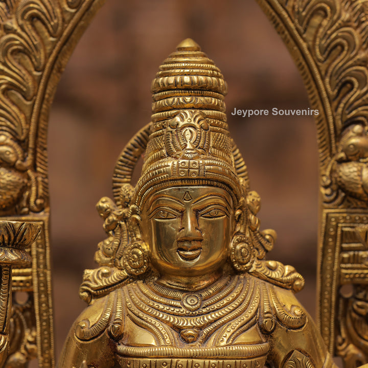Handcrafted Brass Goddess Lakshmi Statue with Prabhavali Arch