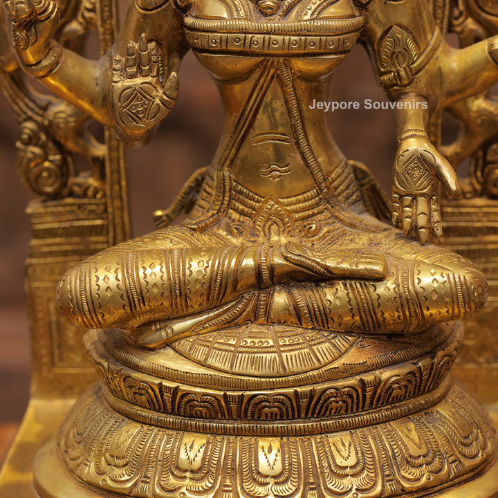 Handcrafted Brass Goddess Lakshmi Statue with Prabhavali Arch