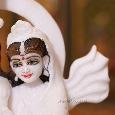 11" Pure Handcrafted White Marble Radha Krishna Statue (Murti)