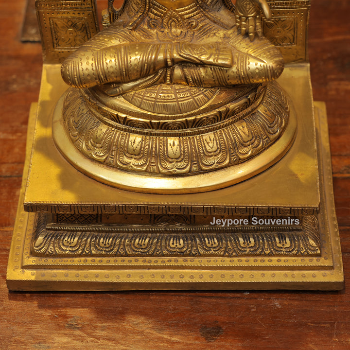 Handcrafted Brass Goddess Lakshmi Statue with Prabhavali Arch