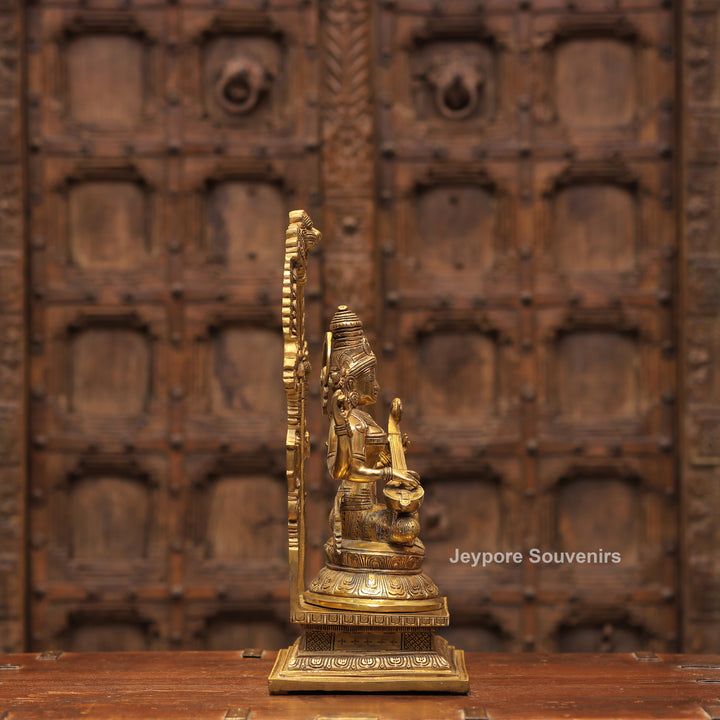 Handcrafted Brass Goddess Saraswati Statue with Veena