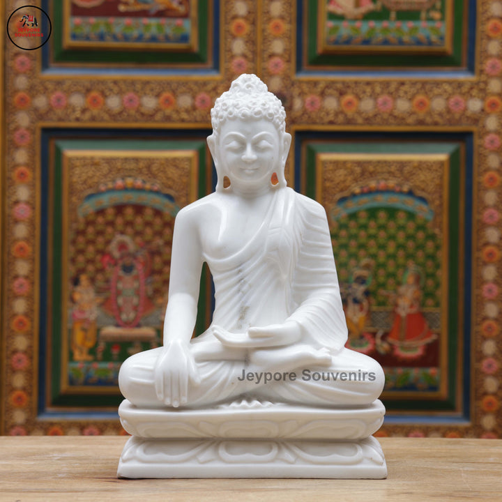 Handcrafted White Marble Meditative Posture Buddha Statue