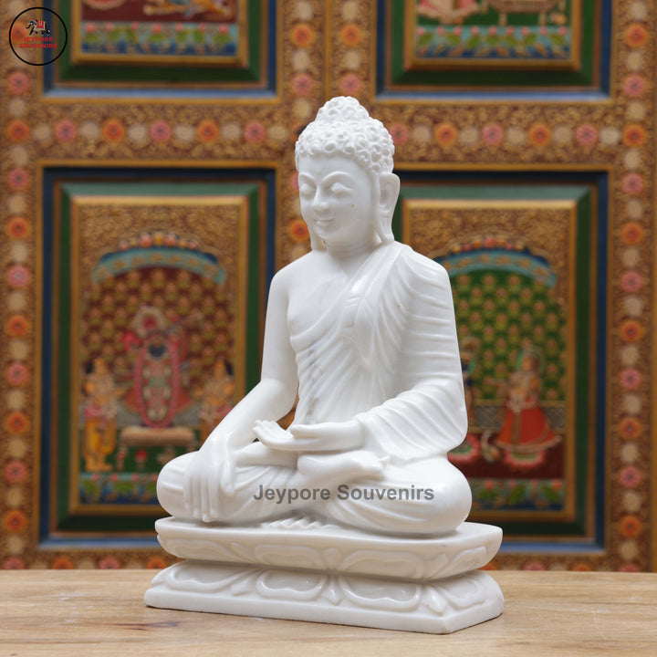 Handcrafted White Marble Meditative Posture Buddha Statue