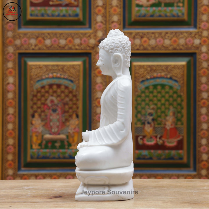 Handcrafted White Marble Meditative Posture Buddha Statue