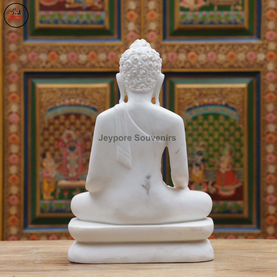 Handcrafted White Marble Meditative Posture Buddha Statue