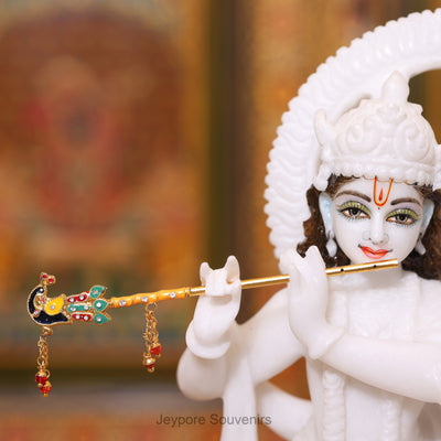 12" Exquisite Pure White Marble Radha Krishna Idol | Handcrafted By Indian Artisans