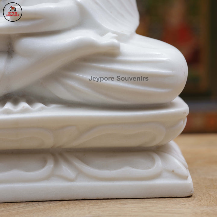 Handcrafted White Marble Meditative Posture Buddha Statue
