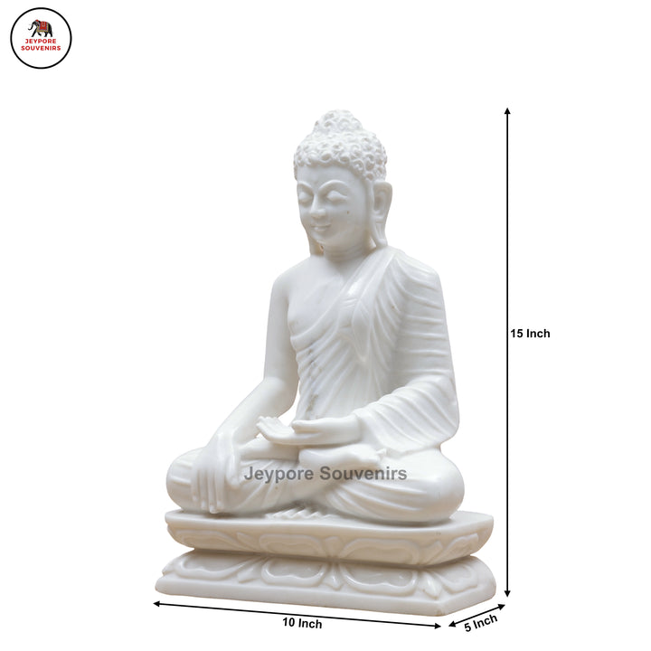Handcrafted White Marble Meditative Posture Buddha Statue