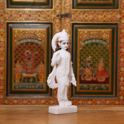 15" Pure White Marble Radha Krishna Pair Statues | Handcrafted Idols from Jeypore Souvenirs