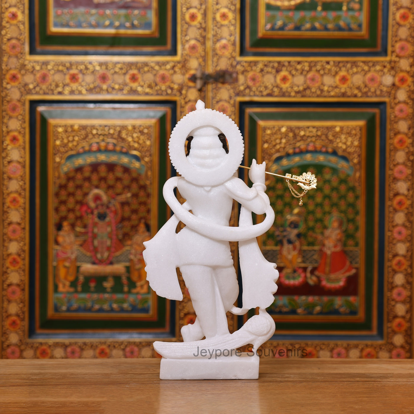 15" Pure White Marble Radha Krishna Pair Statues | Handcrafted Idols from Jeypore Souvenirs