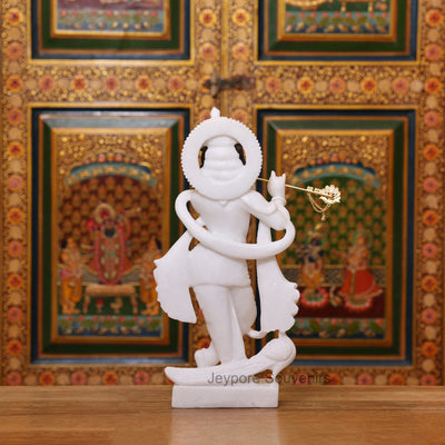 15" Pure White Marble Radha Krishna Pair Statues | Handcrafted Idols from Jeypore Souvenirs