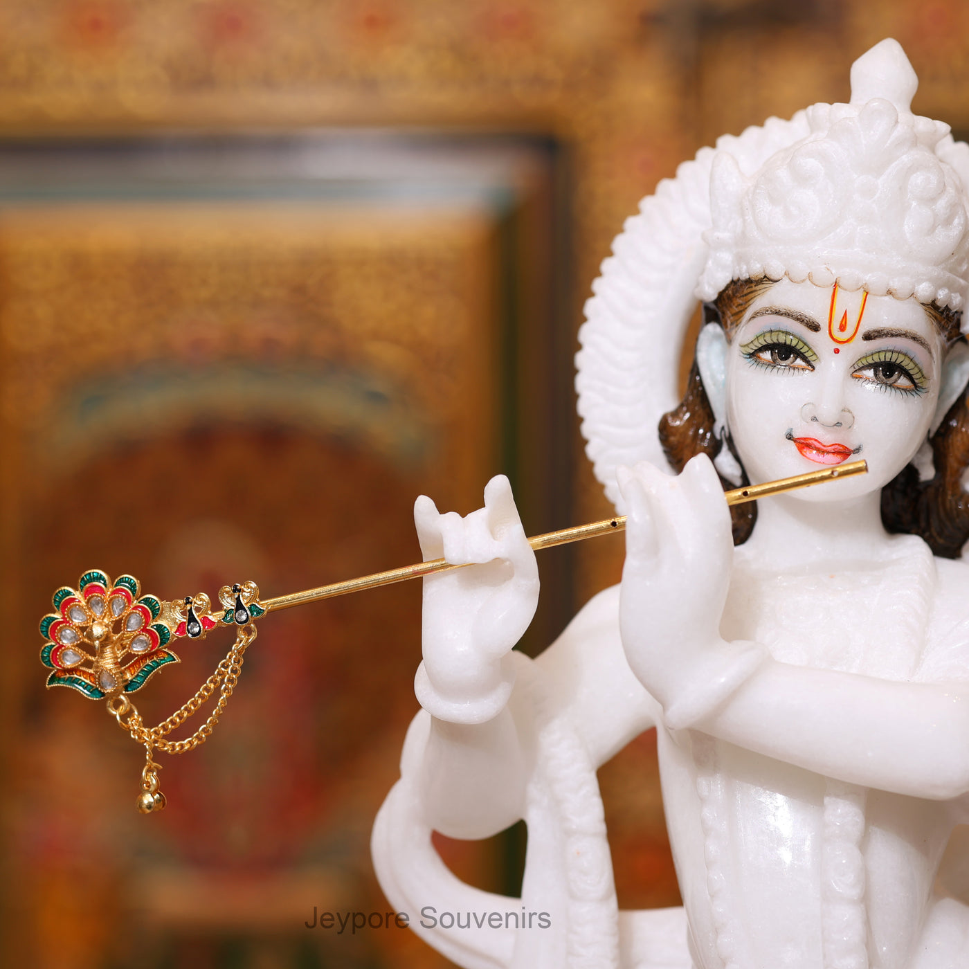 15" Pure White Marble Radha Krishna Pair Statues | Handcrafted Idols from Jeypore Souvenirs