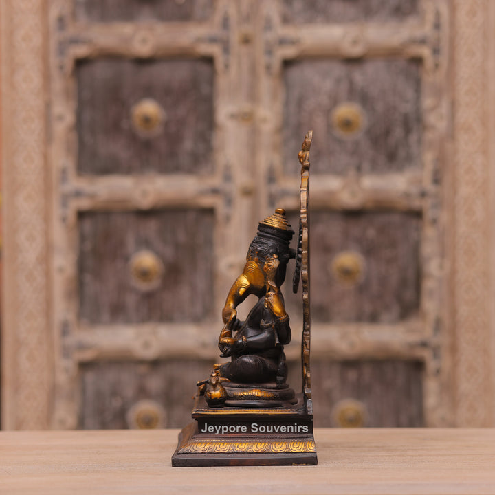 Handcrafted Brass Lord Ganesha Statue with Prabhavali Arch