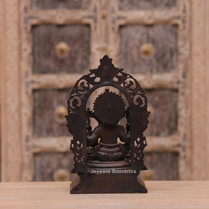 Handcrafted Brass Lord Ganesha Statue with Prabhavali Arch
