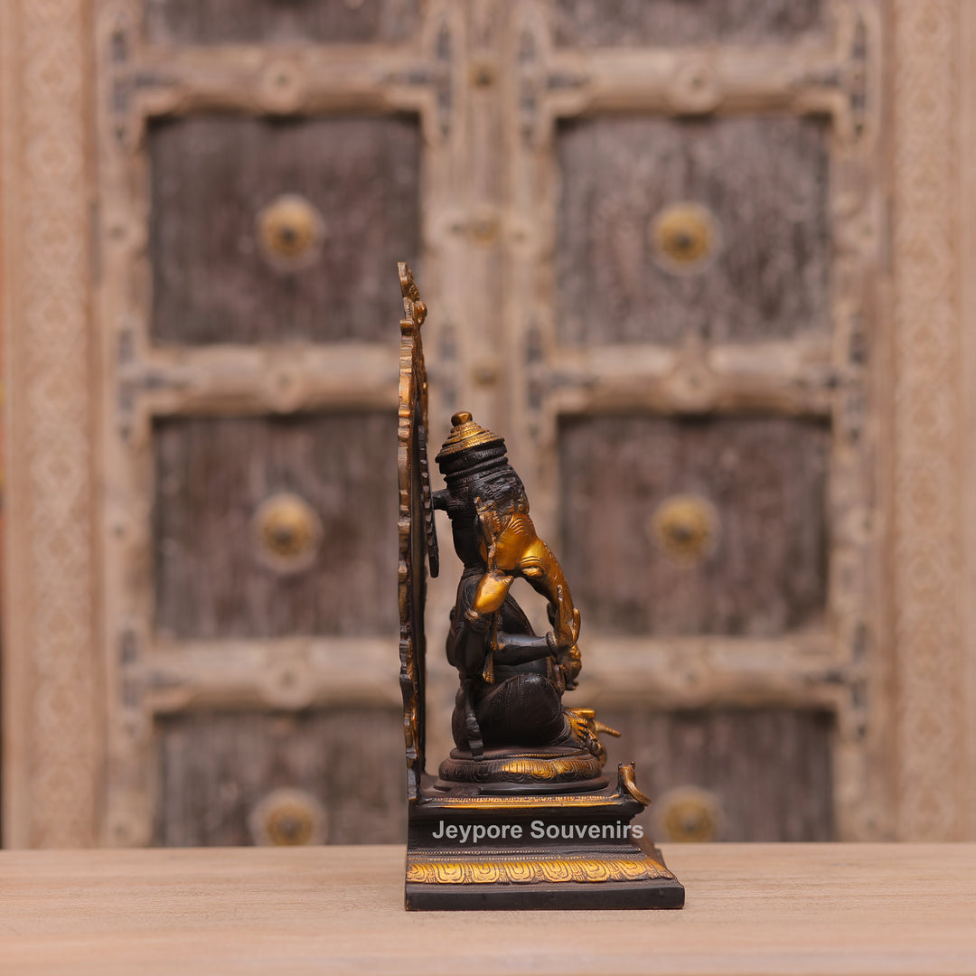 Handcrafted Brass Lord Ganesha Statue with Prabhavali Arch