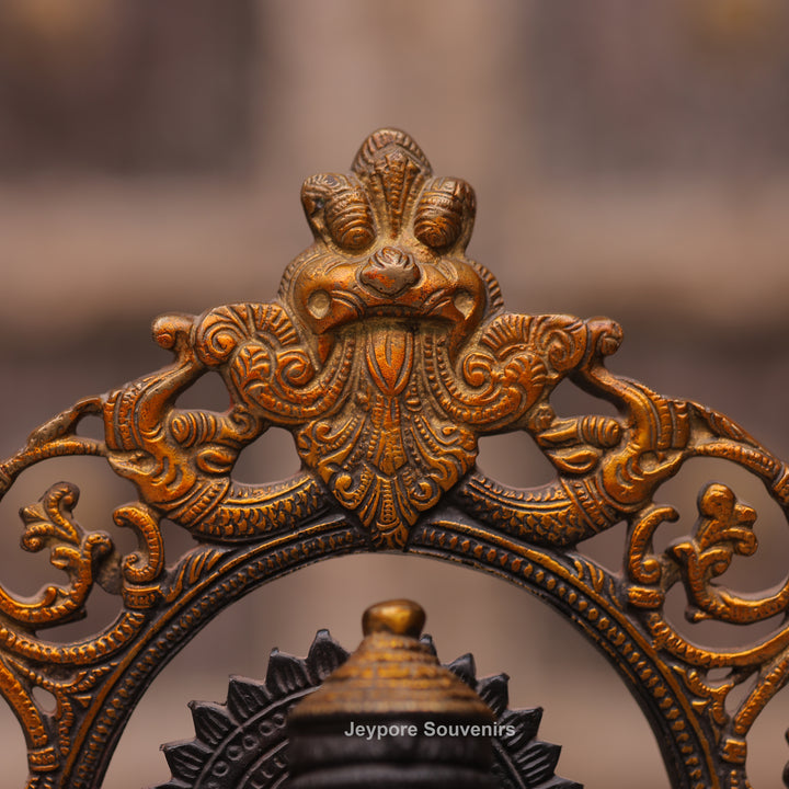 Handcrafted Brass Lord Ganesha Statue with Prabhavali Arch