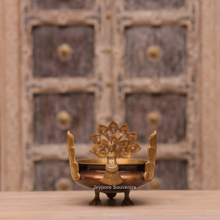 Handcrafted Brass Peacock Urli Bowl